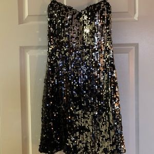 Strapless sequined dress